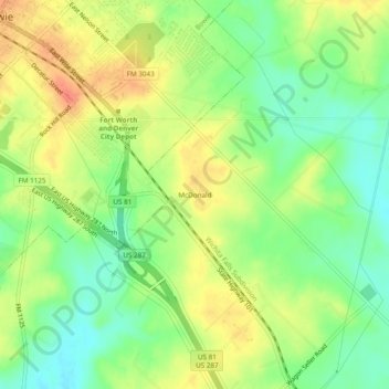 Carte topographique McDonald, altitude, relief