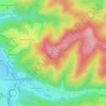 Carte topographique Walkenberg, altitude, relief
