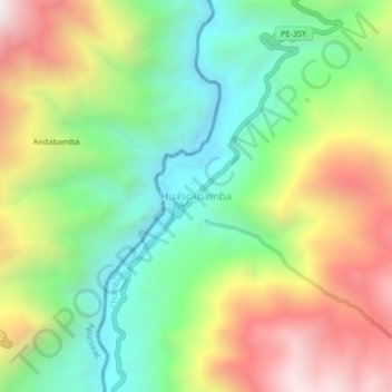 Carte topographique Huascabamba, altitude, relief