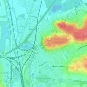 Carte topographique Kesselberg, altitude, relief