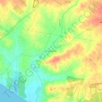 Carte topographique Fonte Coberta, altitude, relief