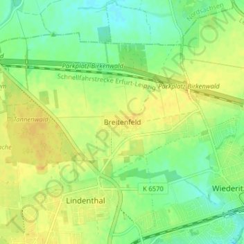 Carte topographique Breitenfeld, altitude, relief