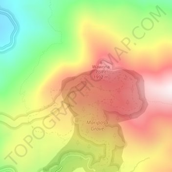 Carte topographique Mariposa Grove, altitude, relief