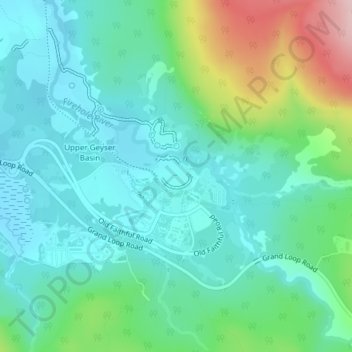 Carte topographique Old Faithful, altitude, relief