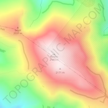 Carte topographique Teleno, altitude, relief