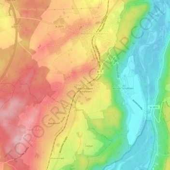 Carte topographique Ebenhausen, altitude, relief
