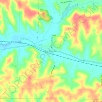 Carte topographique East Rochester, altitude, relief