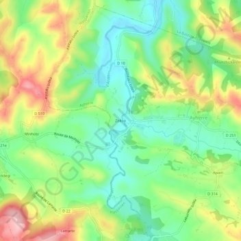 Carte topographique Zokoa, altitude, relief