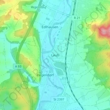 Carte topographique Laub, altitude, relief
