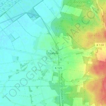 Carte topographique Grafeld, altitude, relief