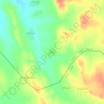 Carte topographique Bite, altitude, relief