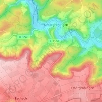 Carte topographique Burren, altitude, relief