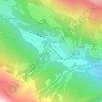 Carte topographique Fuldera, altitude, relief