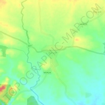 Carte topographique Boradi, altitude, relief