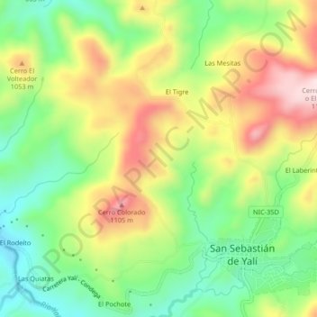 Carte topographique El Tigre, altitude, relief