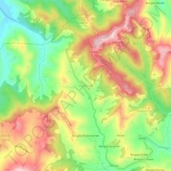 Carte topographique Gonengo, altitude, relief