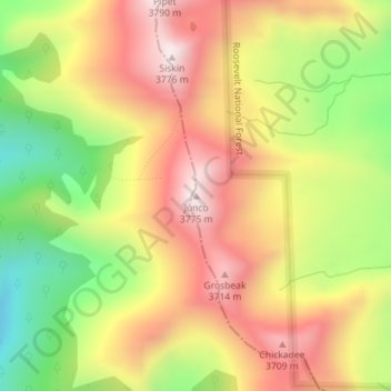 Carte topographique Junco, altitude, relief