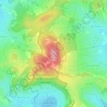 Carte topographique Hochkelberg, altitude, relief