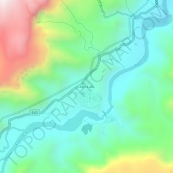 Carte topographique San Luis, altitude, relief