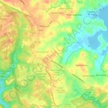 Carte topographique Cranberry Woods, altitude, relief