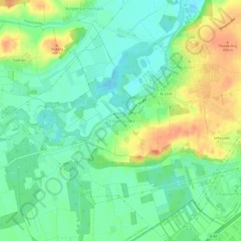 Carte topographique Ottershausen, altitude, relief