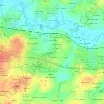 Carte topographique Le Pâtis, altitude, relief