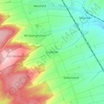 Carte topographique Grafelde, altitude, relief