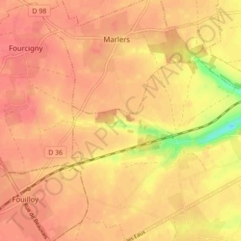 Carte topographique Mesnil Huchon, altitude, relief