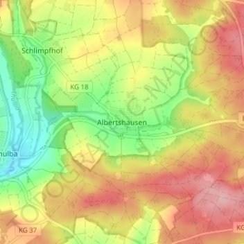 Carte topographique Albertshausen, altitude, relief