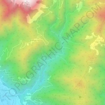 Carte topographique Tagliaretto, altitude, relief