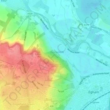 Carte topographique Cooper's Hill Slopes, altitude, relief