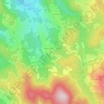 Carte topographique Jonard, altitude, relief