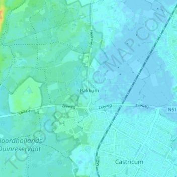 Carte topographique Bakkum, altitude, relief