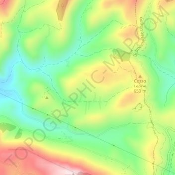 Carte topographique Piano Carandola, altitude, relief