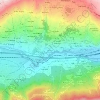 Carte topographique Le Croux, altitude, relief