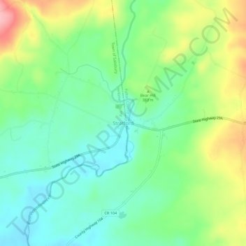 Carte topographique Stratford, altitude, relief
