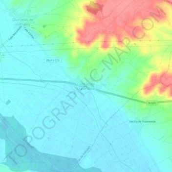 Carte topographique Colinas de Trasmonte, altitude, relief