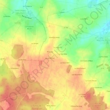 Carte topographique Le Trelmée, altitude, relief