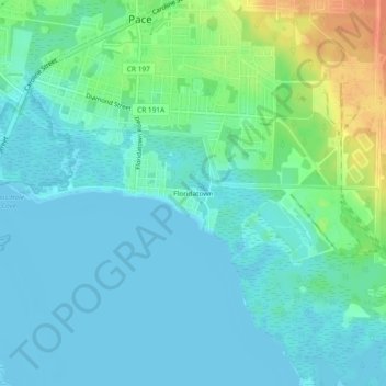 Carte topographique Floridatown, altitude, relief