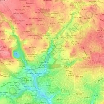 Carte topographique Kerléguer, altitude, relief