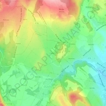 Carte topographique Chalonne, altitude, relief