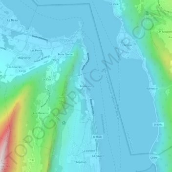 Carte topographique Bredannaz, altitude, relief