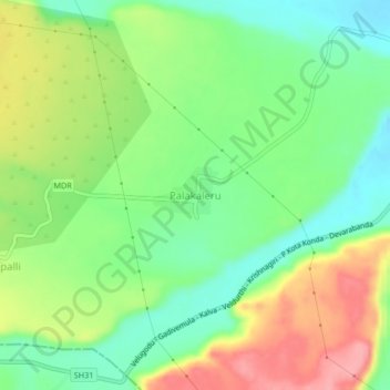 Carte topographique Palakaleru, altitude, relief