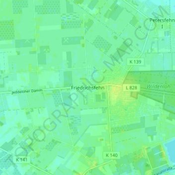 Carte topographique Friedrichsfehn, altitude, relief