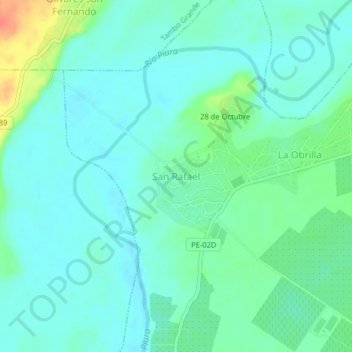 Carte topographique San Rafael, altitude, relief