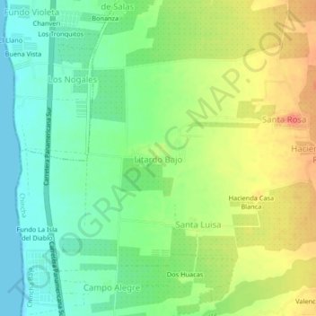 Carte topographique Litardo Bajo, altitude, relief