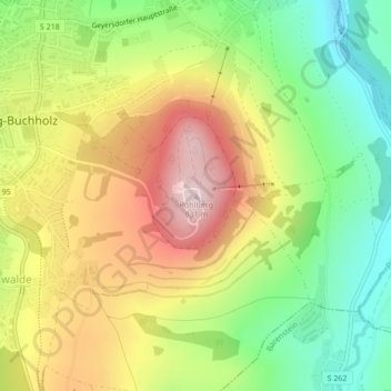 Carte topographique Pöhlberg, altitude, relief