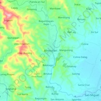 Carte topographique Alimodian, altitude, relief