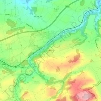 Carte topographique Dietisberg, altitude, relief