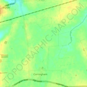 Carte topographique Aisby, altitude, relief
